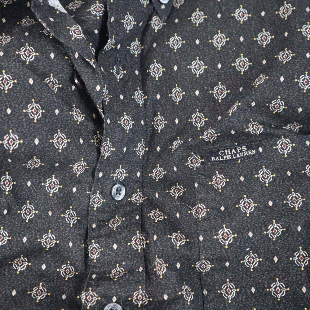 Chaps Ralph Lauren Mens Large Black Geometric Medallion Cotton L Shirt 93747 - Picture 4 of 8